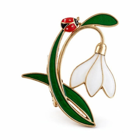 Brosa Martisor Ghiocel Buburuza Noroc 5x4cm, Aurie