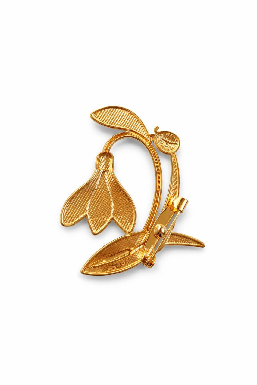 Brosa Martisor Ghiocel Buburuza Noroc 5x4cm, Aurie