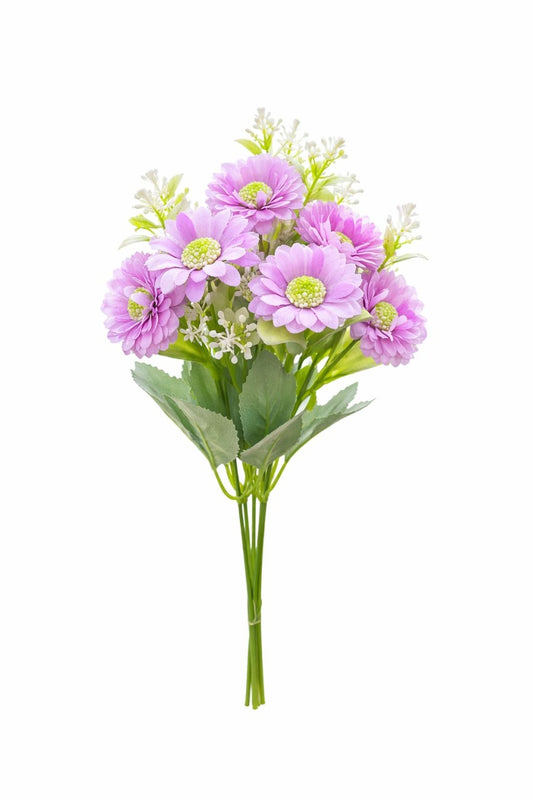 Buchet artificial 25 de crizanteme mov deschis 30 cm