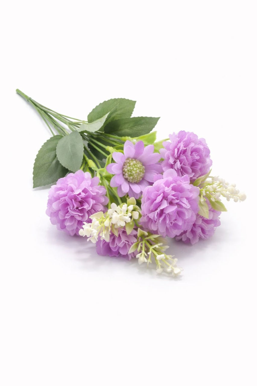 Buchet artificial 25 de crizanteme mov deschis 30 cm
