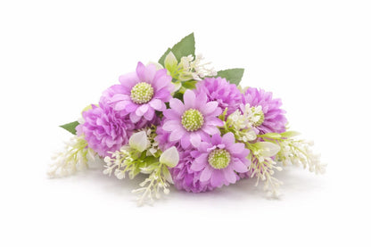 Buchet artificial 25 de crizanteme mov deschis 30 cm