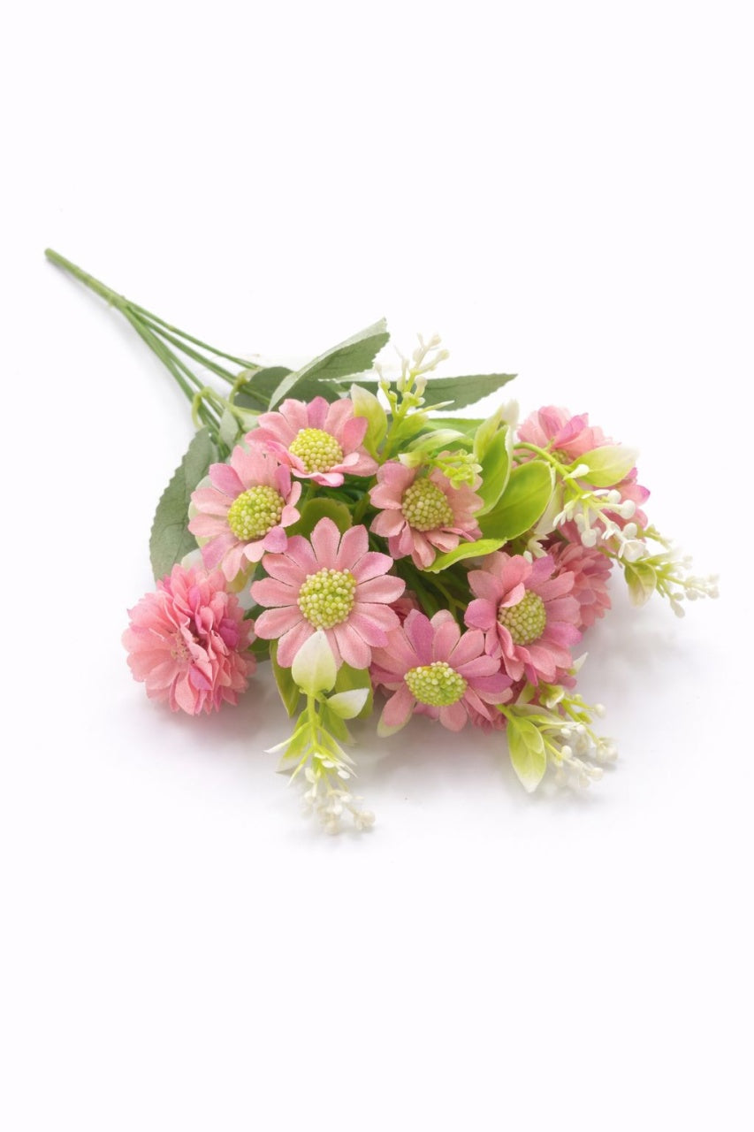 Buchet artificial 25 de crizanteme roz 30 cm