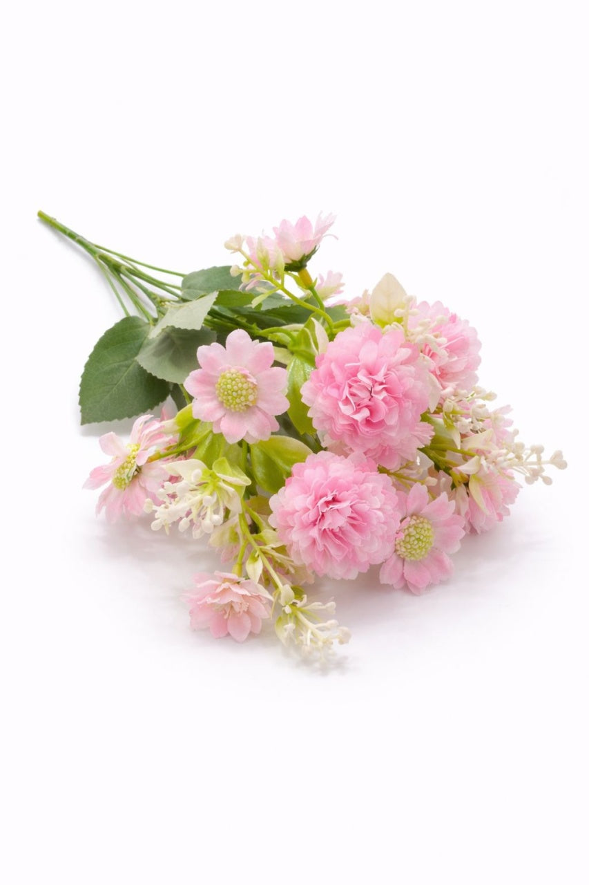 Buchet artificial 25 de crizanteme roz pudrat 30 cm