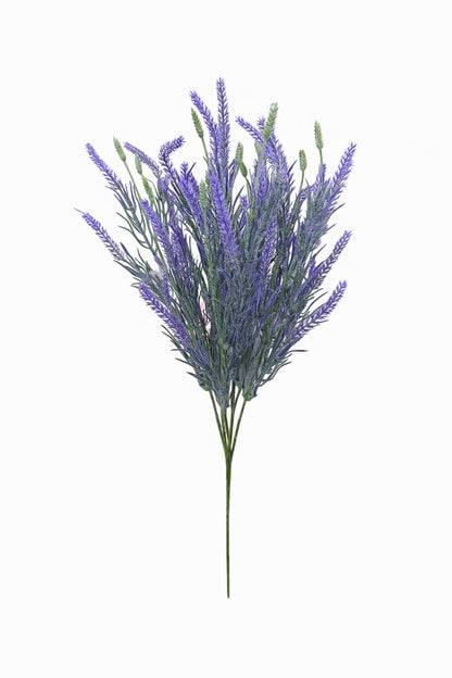 Buchet artificial lavanda decorativa bogata cu 5 fire si frunzis fin pe fir gros 40 cm