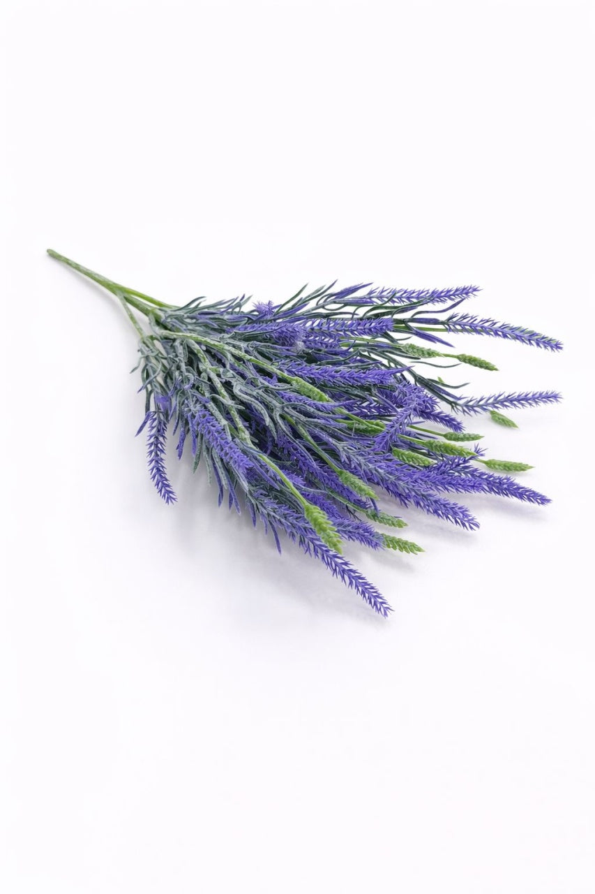 Buchet artificial lavanda decorativa bogata cu 5 fire si frunzis fin pe fir gros 40 cm