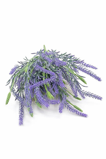 Buchet artificial lavanda decorativa bogata cu 5 fire si frunzis fin pe fir gros 40 cm