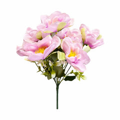 Buchet flori artificiale, 7 Bujori si flori decorative, 30 cm, Roz