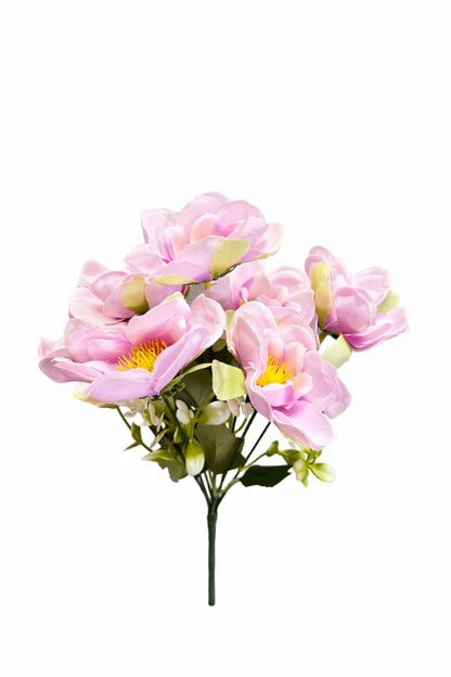 Buchet flori artificiale, 7 Bujori si flori decorative, 30 cm, Roz
