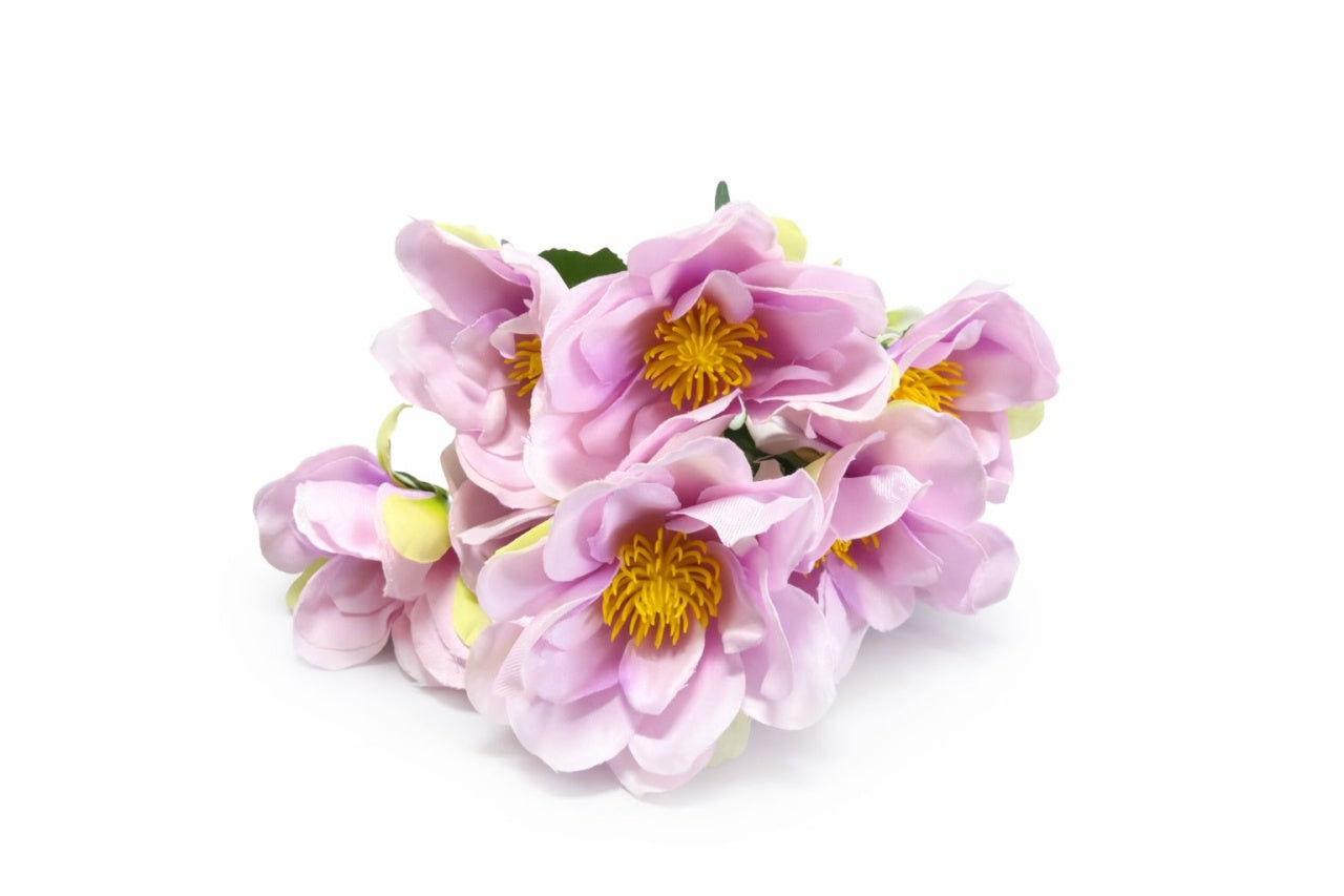 Buchet flori artificiale, 7 Bujori si flori decorative, 30 cm, Roz