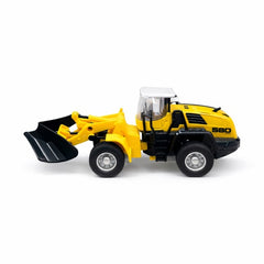Buldozer metalic , die-cast, galben, cu cupă funcțională, dimensiuni 21x8.5x6 cm