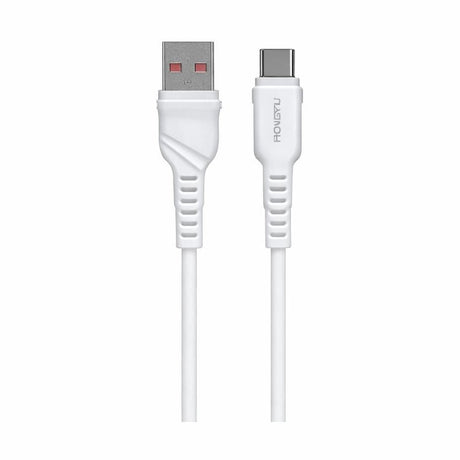 Cablu de încărcare rapidă și date USB Type-C Hongyu HY-SJX37, silicon lichid, 66W, 1m, alb