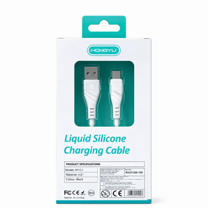 Cablu de încărcare rapidă și date USB Type-C Hongyu HY-SJX37, silicon lichid, 66W, 1m, alb