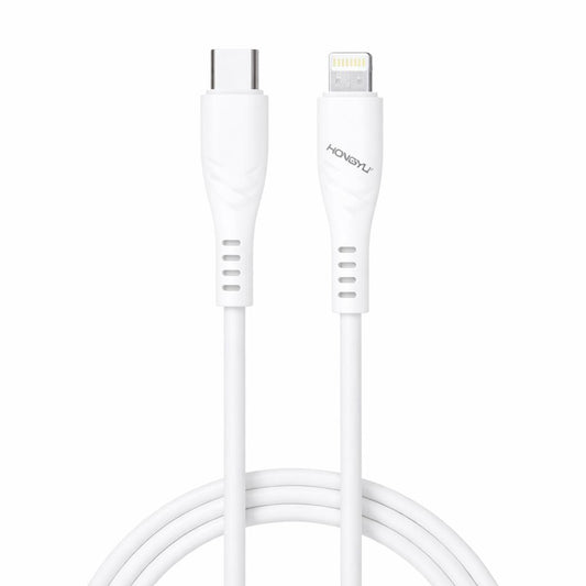 Cablu de incarcare si date USB-C Lightning Hongyu HY-SJX40, 66W, 1m, fast charge, alb