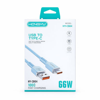 Cablu de încărcare și date USB Type-C Hongyu HY-CB04, silicon moale, 66W, 1m, alb