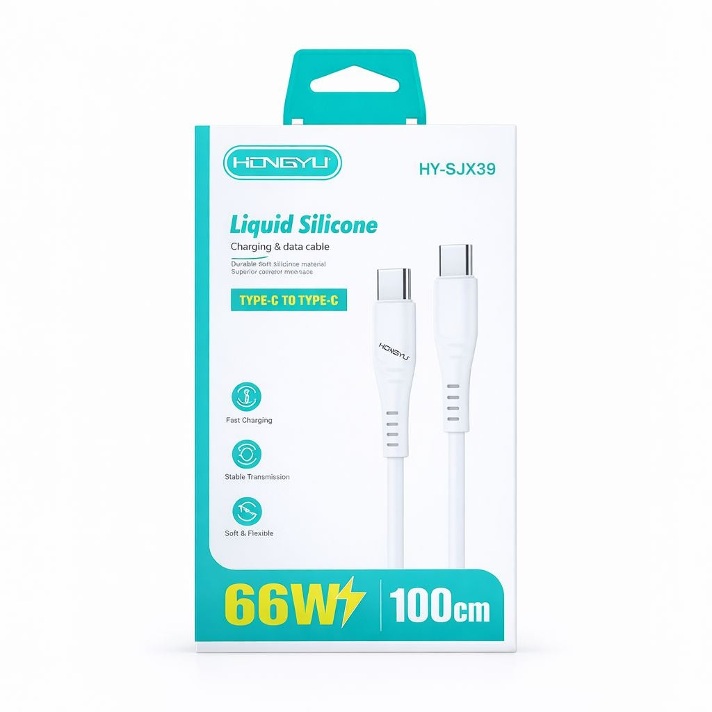 Cablu de Încărcare și Transfer Date Silicon Lichid, C-C 100 cm, Alb