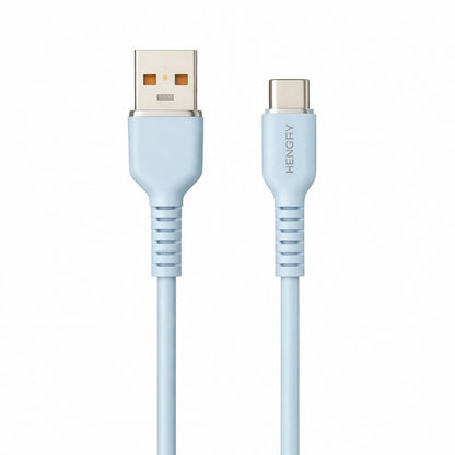 Cablu incarcare rapida Hongyu USB Type-C 66W, silicon soft, 1m, albastru deschis