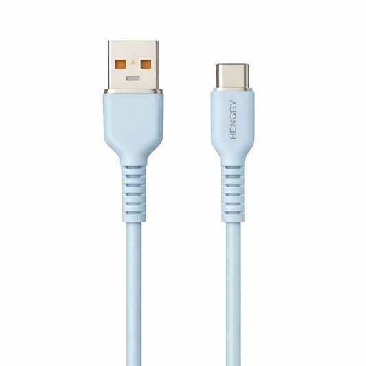 Cablu incarcare rapida Hongyu USB Type-C 66W, silicon soft, 1m, albastru deschis