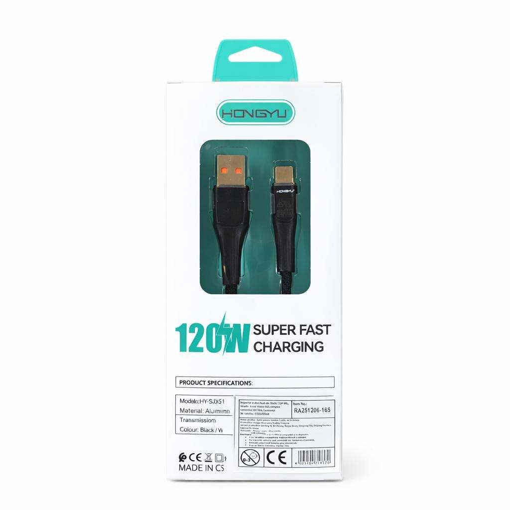 Cablu incarcare USB la Type-C 120W cu LED, incarcare rapida si transfer date, model HY-SJX51