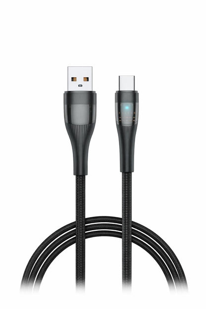 Cablu incarcare USB la Type-C 120W cu LED, incarcare rapida si transfer date, model HY-SJX51