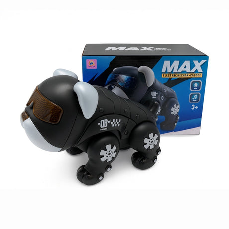 Caine Robot MAX 20x15 cm , Jucarie Interactiva cu Miscare, Lumini si Sunete, Functioneaza pe Baterii