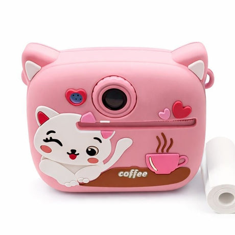 Cameră de jucărie digitală pentru copii cu design pisică, culoare roz, plastic