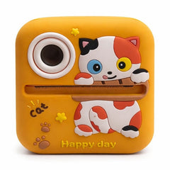 Camera foto copii cu imprimare instant, ecran 2.4 inch, camere duale, foto si video HD, Portocalie
