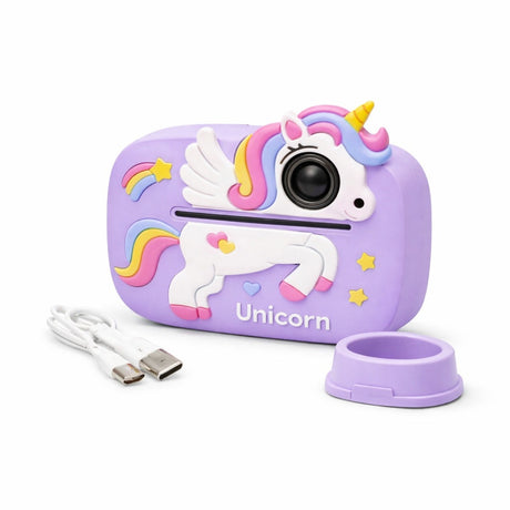 Camera foto copii cu print instant unicorn, reincarcabila, foto video, mov