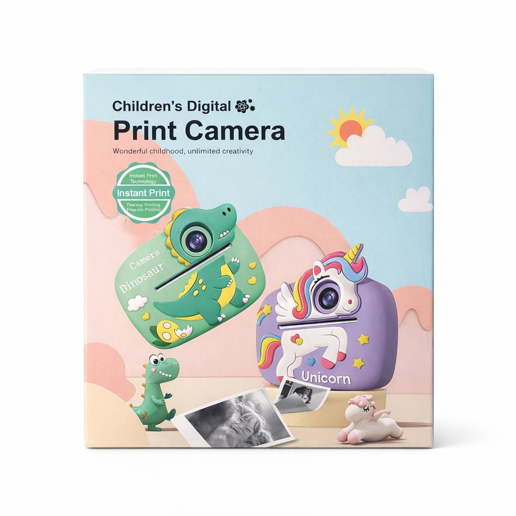 Camera foto copii cu print instant unicorn, reincarcabila, foto video, mov