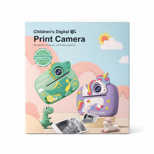 Camera foto copii cu print instant unicorn, reincarcabila, foto video, mov