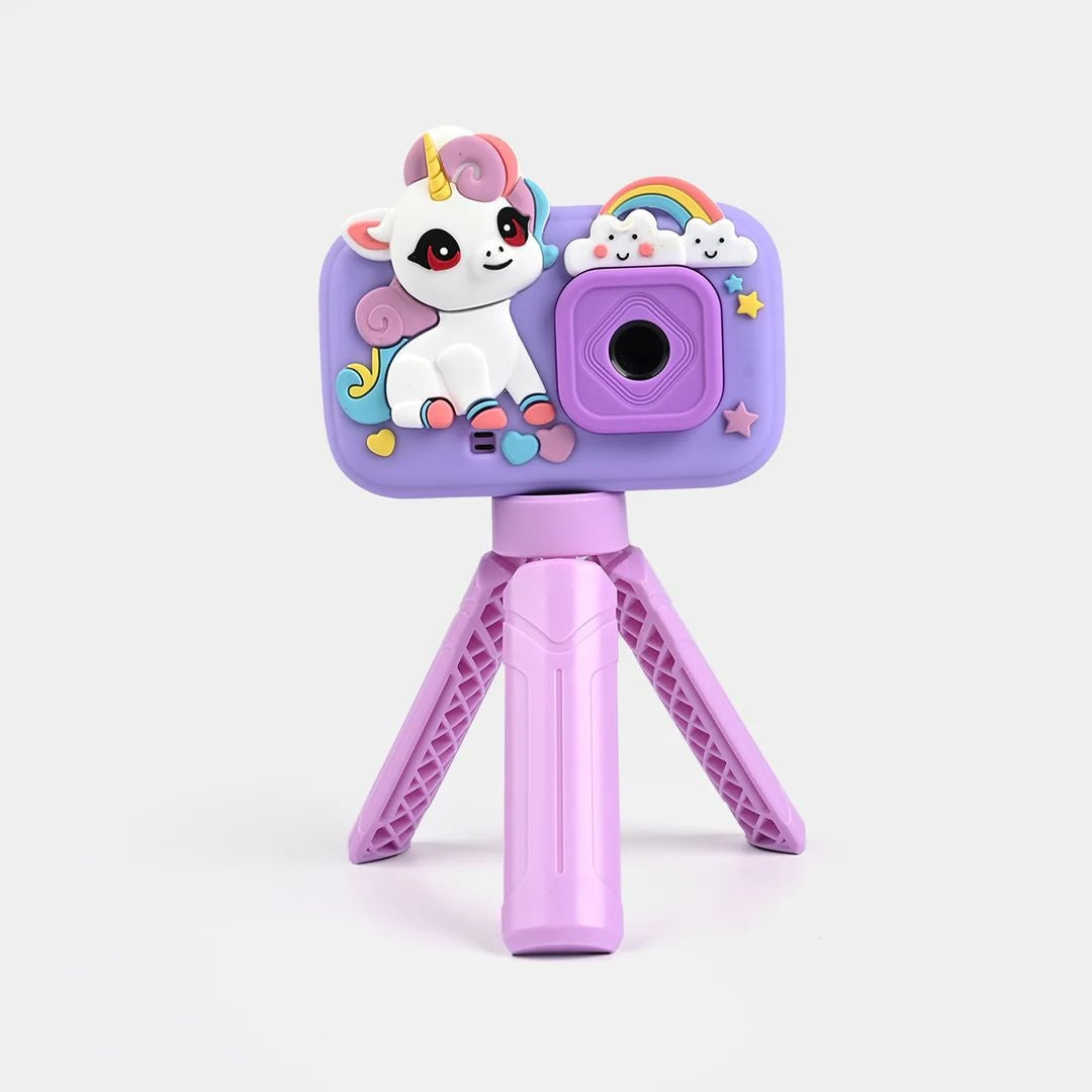 Camera foto copii unicorn mov cu trepied ecran 2 inch foto video