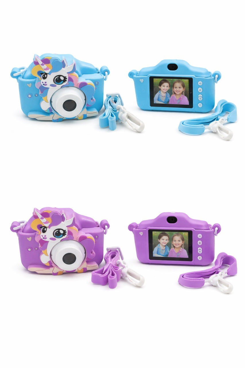Camera foto copii unicorn mov, digitala, cu snur si cablu incarcare, 6+ ani