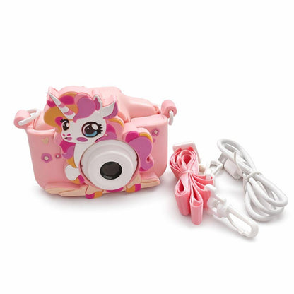 Camera foto copii unicorn roz, digitala, cu snur si cablu incarcare, 6+ ani