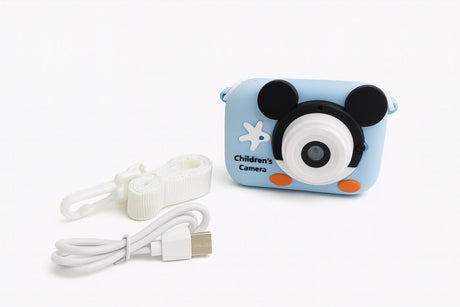 Camera foto digitala pentru copii 4800 MP, 8x zoom, model albastru soricel simpatic, 12x12cm