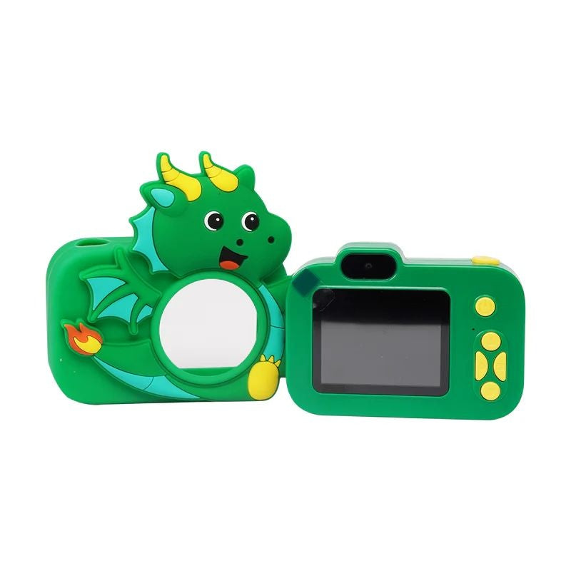 Camera foto digitala pentru copii 4800 MP, 8x zoom, model dragon verde, 11.5x11.5cm