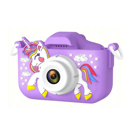 Camera foto digitala pentru copii 4800 MP, 8x zoom, model unicorn mov, 13x12cm
