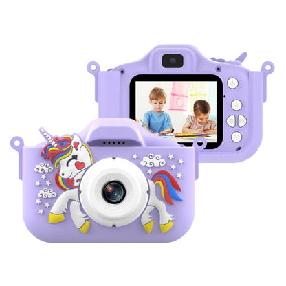 Camera foto digitala pentru copii 4800 MP, 8x zoom, model unicorn mov, 13x12cm