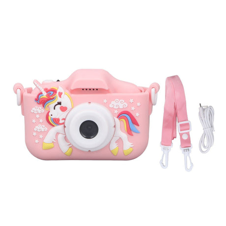 Camera foto digitala pentru copii 4800 MP, 8x zoom, model unicorn roz, 13x12cm