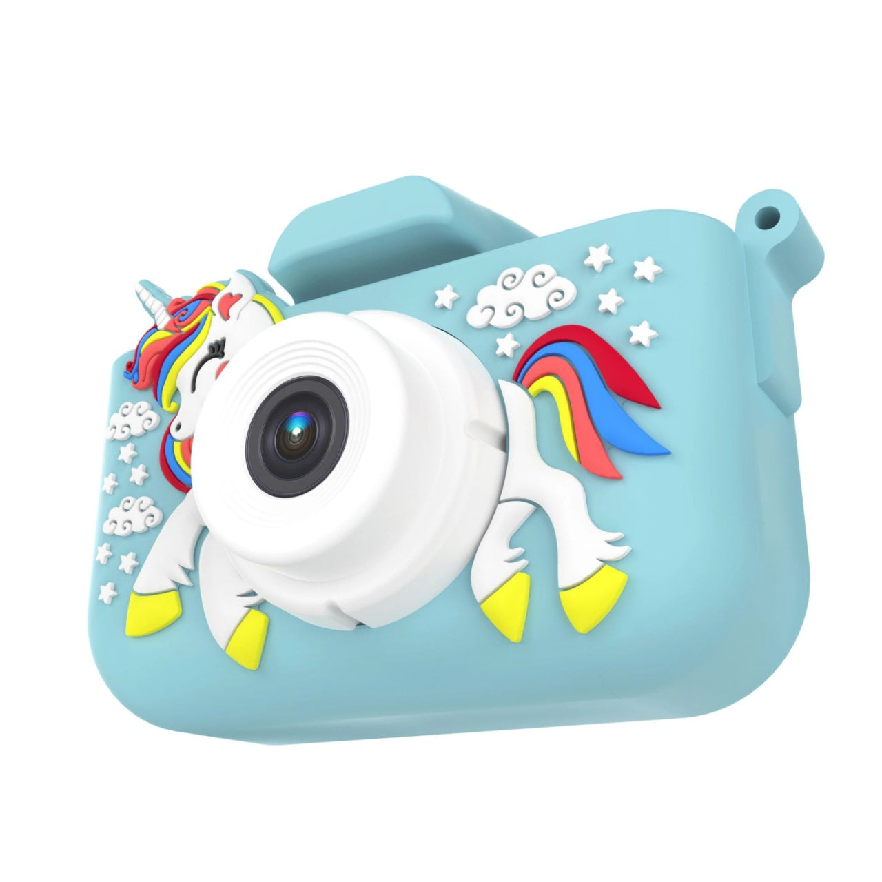 Camera foto digitala pentru copii 4800 MP, 8x zoom, model unicorn albastru, 13x12cm