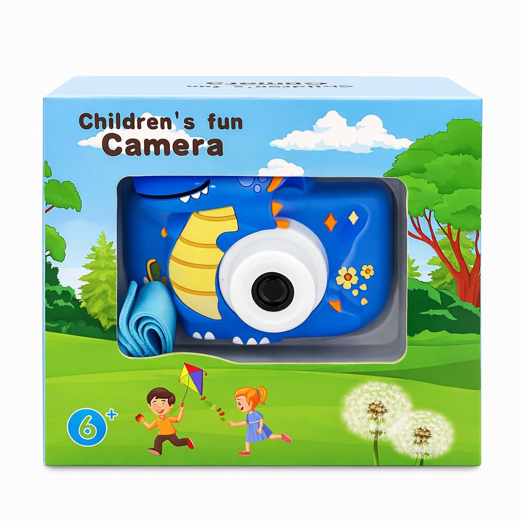 Camera foto digitala pentru copii, model dinozaur albastru
