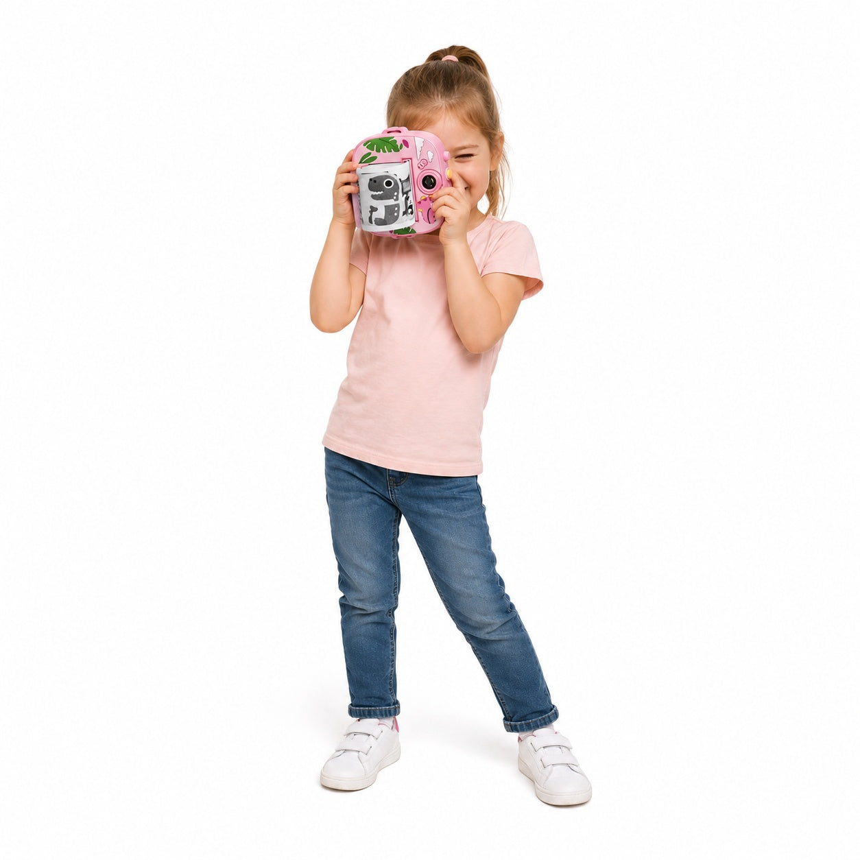 Camera foto instant copii roz cu imprimare termica fara cerneala
