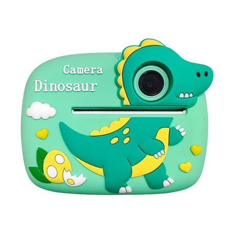 Camera Foto Instant pentru Copii cu Printare, Model Dinozaur Verde, HD, Rola Hartie Inclusa