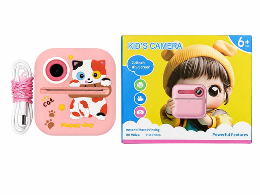 Camera Foto pentru Copii Happy Day, Roz, instant print, Educationala si Distractiva
