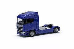 Camion cap tractor metal albastru 13.5 cm cabina rabatabila sunete si lumini