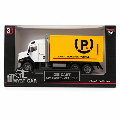 Camion cargo transport galben 26.5x11 cm jucarie copii