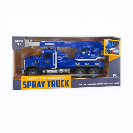 Camion cu betoniera si functie spray, lumini si sunet, albastra, jucarie copii, 24 x 13 cm