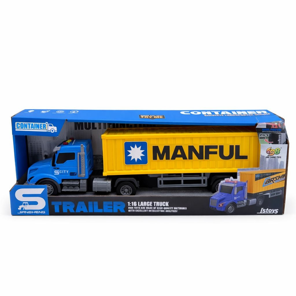 Camion transport container cu lumini si sunete, usa deschidere, model mare