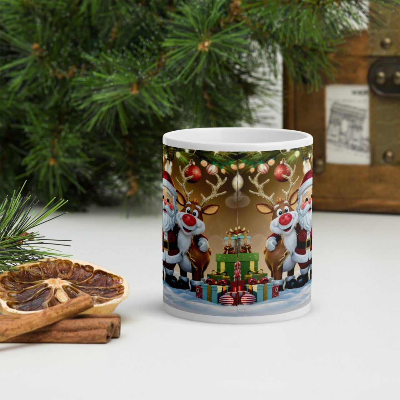 Cana ceramica Craciun 330 ml (11 oz) , design festiv, rezistenta, Engros