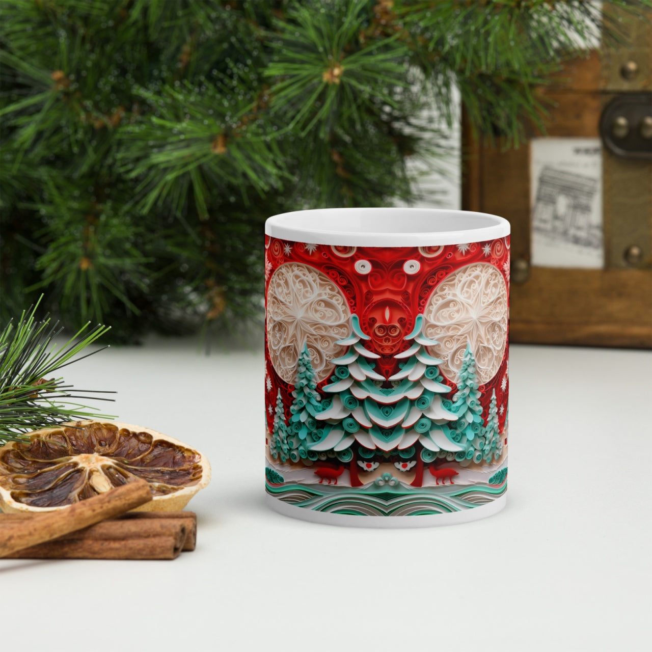 Cana ceramica Craciun 330 ml (11 oz) , design festiv, rezistenta