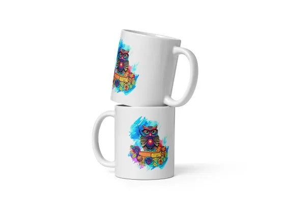 Cana ceramica cu ilustratie simbolica , Design inedit si expresiv , 330 ml
