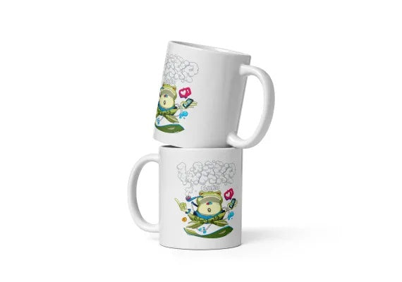 Cana ceramica cu ilustratie simbolica , Design inedit si expresiv , 330 ml